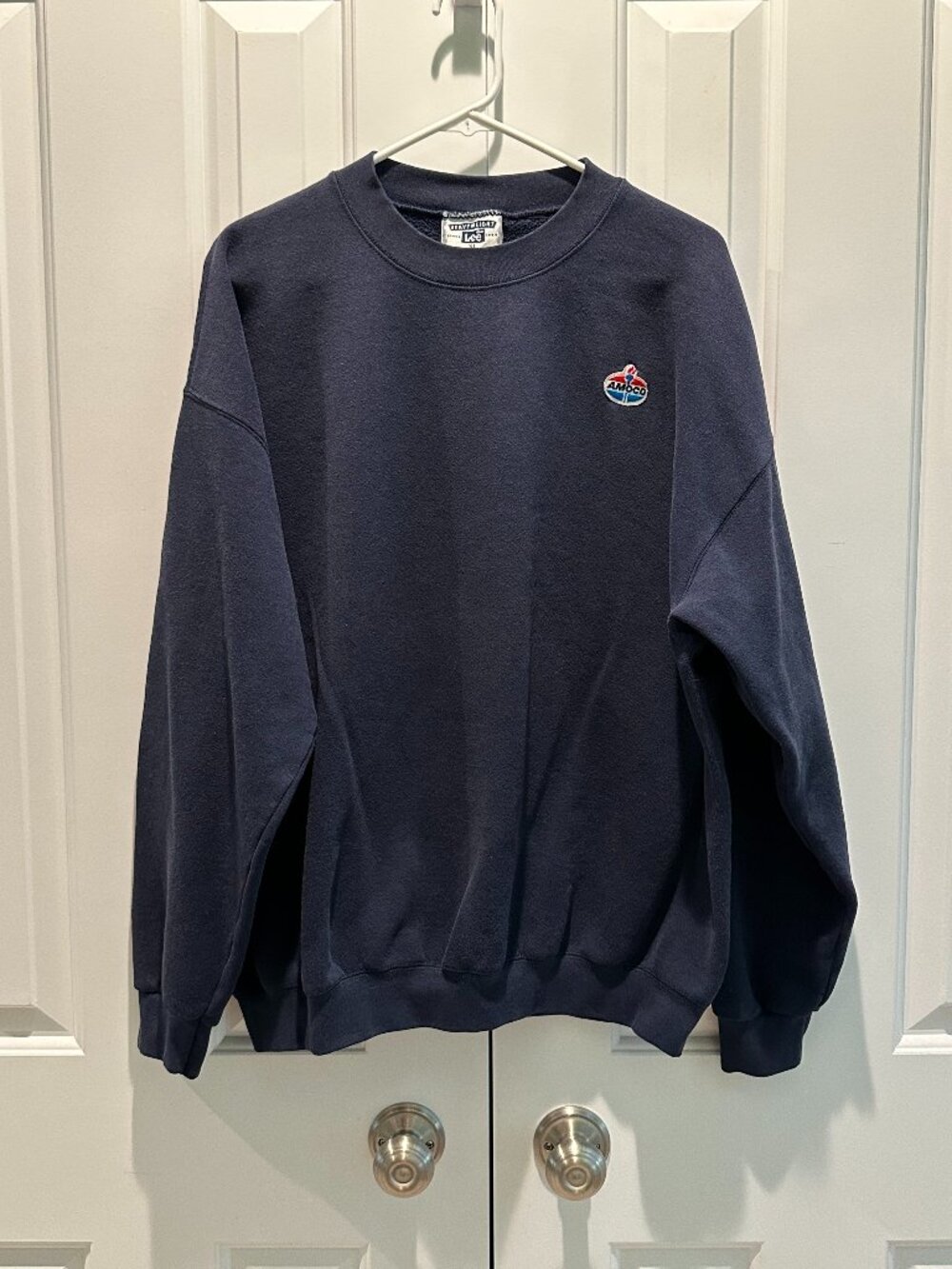 Lee Heavyweight Vintage 90s Amoco Embroidered Patch Sweatshirt Men's XL USA